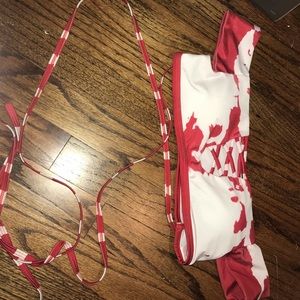 Red and White off shoulder bikini top